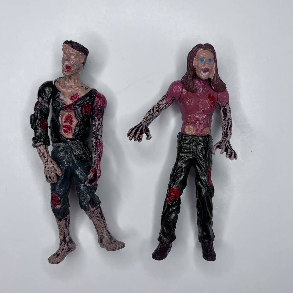 Zombies Lot of 2 Haptime Terror Toys Walking Corpse Dead Action Figure Man Woman
